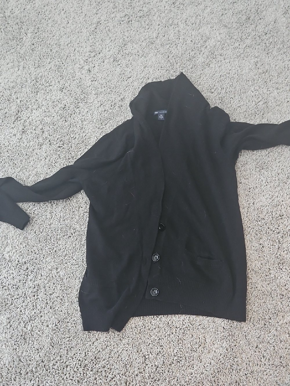 GAP Black Shawl-Collar Button Cardigan